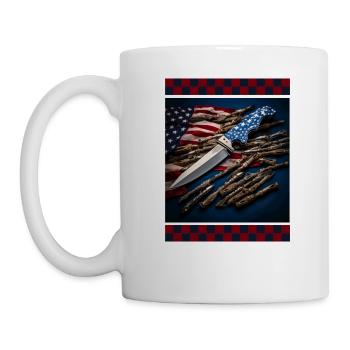 Knife Stripes American Flag Desert Camo Deer - Mug - white - Left
