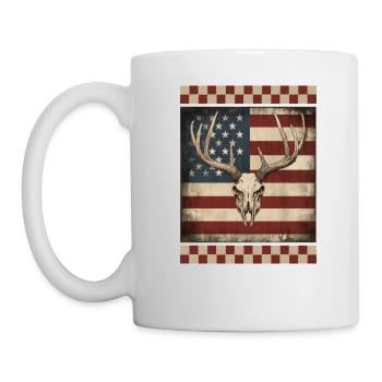 Antler Stripes Distressed American Flag Navy Camo - Mug - white - Left
