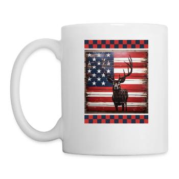 Amerikanischer Flaggenhirsch verfolgt Waldtarnjagd - Tasse - Weiß - Links