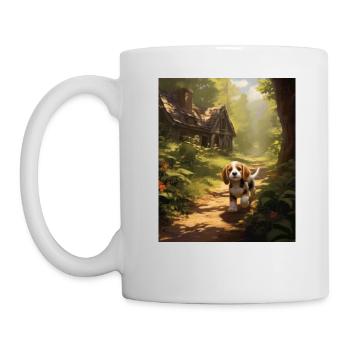 Beagle Hund Wald Cottagecore Discovery Herren Damen - Tasse - Weiß - Links