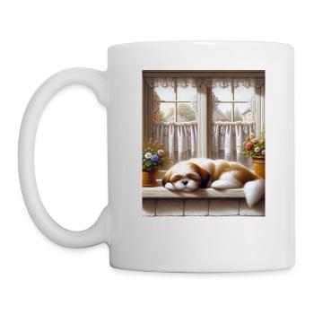 Shih Tzu Sunlit Cottagecore Naptime Männer Frauen - Tasse - Weiß - Links