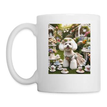 Bichon Frise Dog Cottagecore Tea Party Elegance - Mug - white - Left