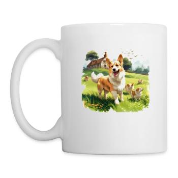 Corgi Shepherd's Countryside Cottagecore Men - Mug - white - Left