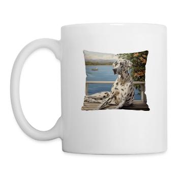 Great Dane Dog Cottagecore Lakeside Lounging Men - Mug - white - Left