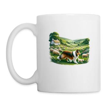 Collie Shepherd's Cottagecore Meadow Men Women - Mug - white - Left
