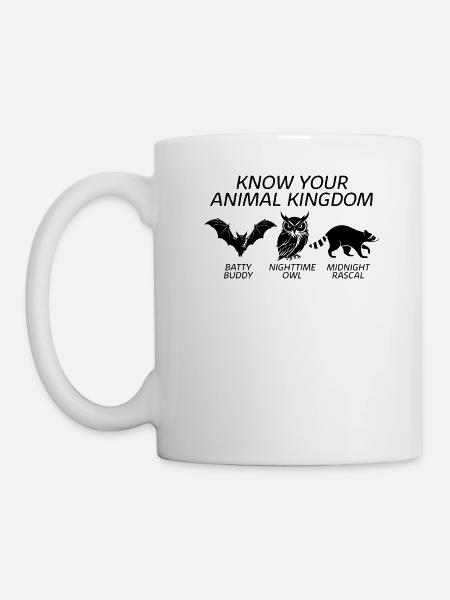 Chemise d’animal, connaissez votre règne animal hibou chauve-souris - Mug blanc - blanc