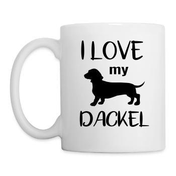 Dackel Hundeliebhaber Hundebesitzer Geschenkidee - Tasse - Weiß - Links