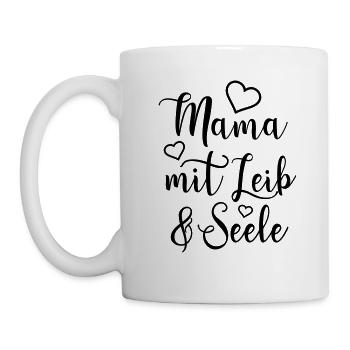 Vollblutmama Beste Mama Geschenk Liebe Seele Herz - Tasse - Weiß - Links