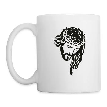 Jésus Christ avec chapelet silhouette marron - Mug blanc - blanc - Gauche