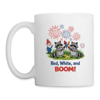 Raccoon 4th of July Fireworks Party - Mug - white - Left