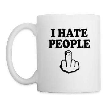 I hate people - Tasse - Weiß - Links