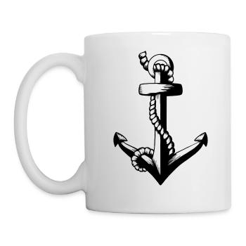 Anker mit Seil - Tasse - Weiß - Links