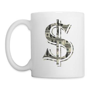 dollar rempli de billets de 100 dollars - Mug blanc - blanc - Gauche