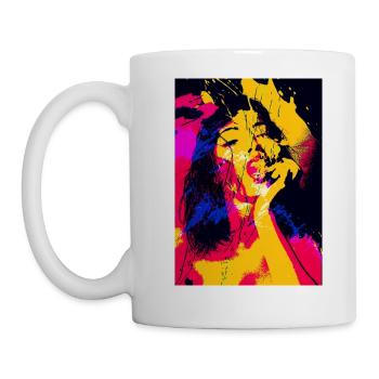 Mädchen malt Kunst - Tasse - Weiß - Links