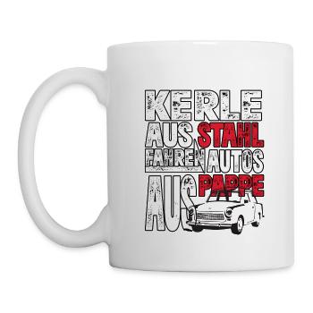  trabi - Kerle aus Stahl Autos aus Pappe - Tasse - Weiß - Links