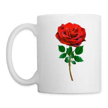 Rose - Rote Rose - Tasse - Weiß - Links