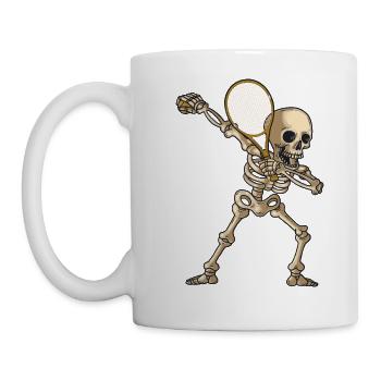 Dabbing Skeleton Joueur de tennis avec raquette de tennis - Mug blanc - blanc - Gauche