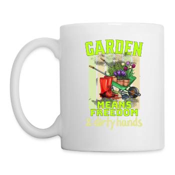 Garden means freedom and dirty hands funny design - Mug - white - Left