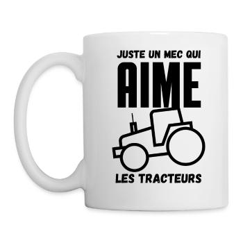 juste un mec qui aime les tracteurs - Mug blanc - blanc - Gauche