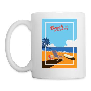 Beach ... all Summer long - Sommer, Sonne, Strand - Tasse - Weiß - Links