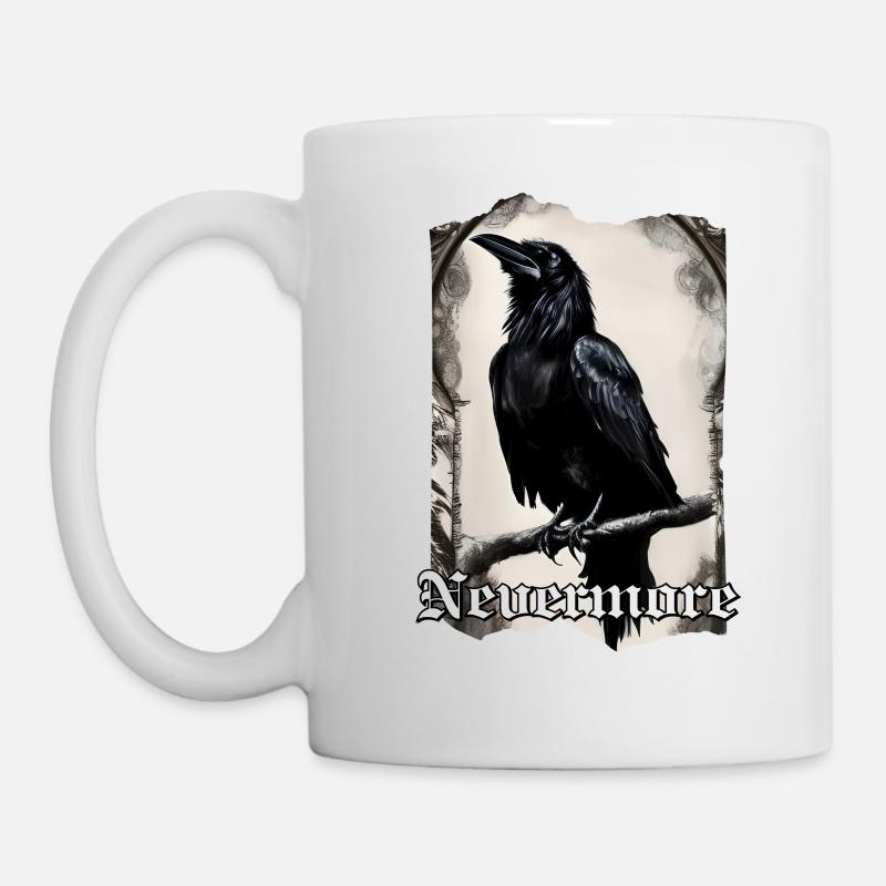Nevermore Rabe auf einem Ast - Tasse - Weiß