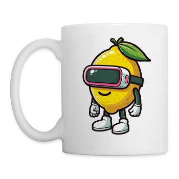 Coole Zitrone mit VR Brille Gamer Shirt - Tasse - Weiß - Links