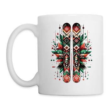 Christmas skis Christmas on the ski slopes - Mug - white - Left