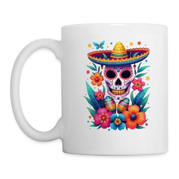 Hispanic Heritage Schädel mit Blumen - Tasse - Weiß - Links