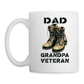 Fier papa grand-père vétéran bottes patriotique États-Unis - Mug blanc - blanc - Gauche