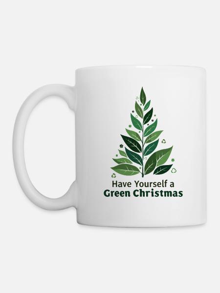 Umweltfreundlicher Grüner Weihnachtsbaum - Tasse - Weiß