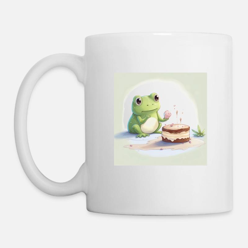 frog eats cake - Tasse - Weiß