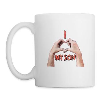 I love my son ich liebe meinen Sohn Herzhände - Tasse - Weiß - Links