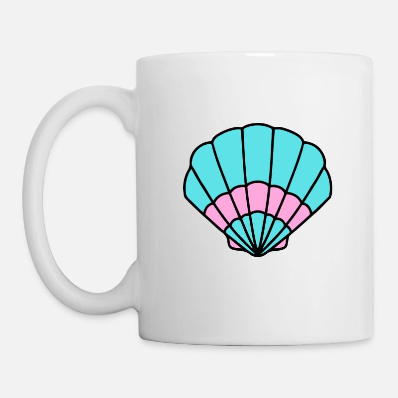 Muschel türkis pink - maritim Comic-Design - Tasse - Weiß