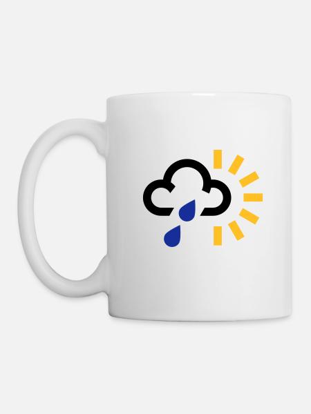 weather symbol rain shower cloud icon sun sunshine - Mug - white