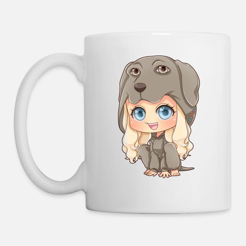 MOSBIES Hunde Chibi Weimaraner Hundeliebe Geschenk - Tasse - Weiß