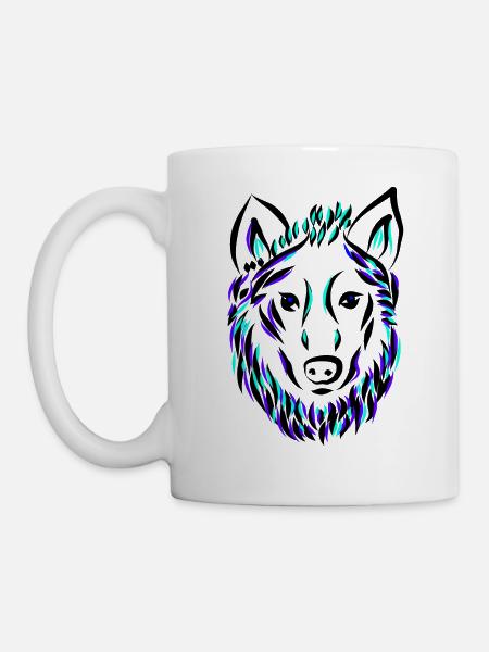 Wolf Hund Wolfskopf - Tasse - Weiß