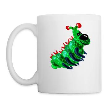 Süße Raupe sie lacht und freut sich. - Tasse - Weiß - Links