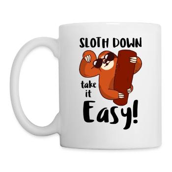 Faultier slow down/ Sloth down - Tasse - Weiß - Links