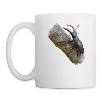Der Hirschkäfer gehört zu den größten Käfern - Tasse - Weiß - Links