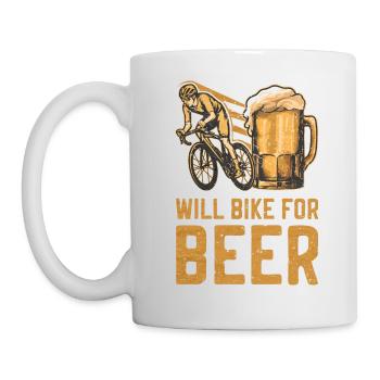 Fahrrad und Bier Phrasen Fahrrad Lustiger Radfahrer - Tasse - Weiß - Links