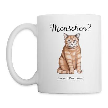 Menschen und Katzen - Tasse - Weiß - Links