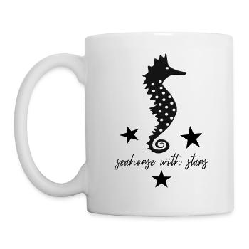 schwarzes Seepferd schwarzes Seepferdchen - Tasse - Weiß - Links