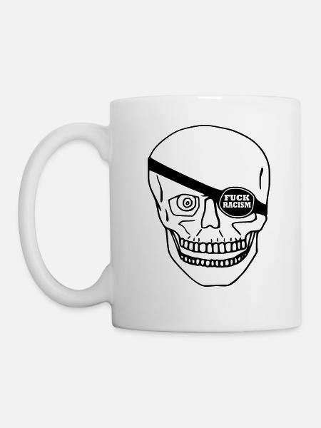 Fuck Racism Skull - Tasse - Weiß