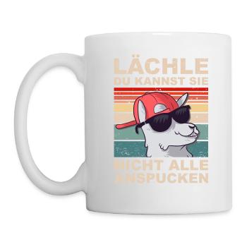Lächle du kannst sie nicht alle Alpaka Sprüche - Tasse - Weiß - Links