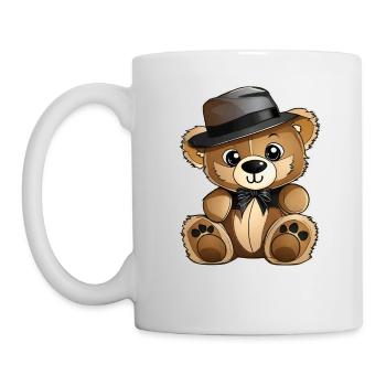 Niedlicher Teddy Bär mit Schleife und Hut - Tasse - Weiß - Links