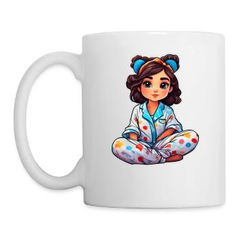 Cute anime girl in pajamas - Mug - white - Left