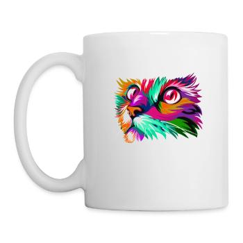 Mignon Chat Graphique Coloré Peinture Femmes Tshirt pour - Mug blanc - blanc - Gauche