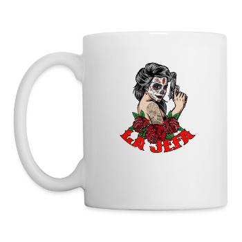 La Jefa The Boss Funny Sugar Skull Woman Mexican - Mug - white - Left