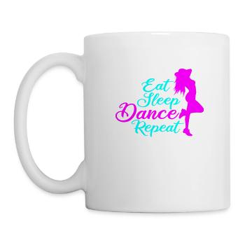 Eat Sleep Dance Wiederholung Lustiges Geschenk für Tänzer - Tasse - Weiß - Links