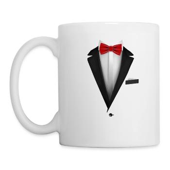 Tuxedo design with Red Bowtie For Weddings And - Mug - white - Left